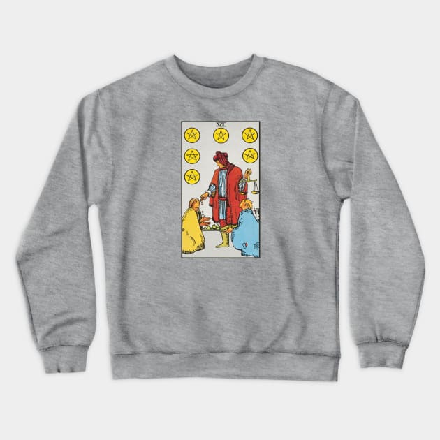 Six of pentacles tarot card Crewneck Sweatshirt by Nate's World of Tees